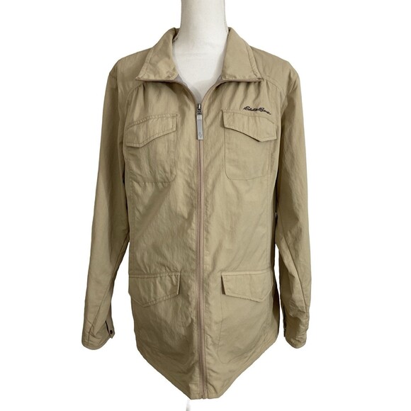 Eddie Bauer Jacket Women’s 2X Tan Travex Lightweight Full Zip Pockets Gorpcore - Picture 1 of 13